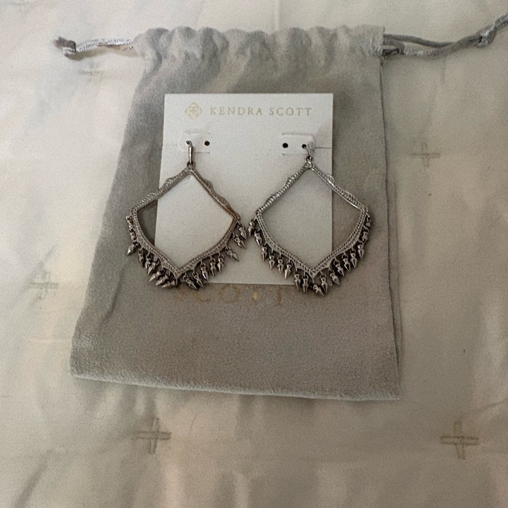 Kendra Scott Silver Leaf Drop Earrings